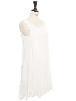 Robe de mariée ou cocktail en crêpe de soie plissé blanc ivoire Px boutique 2000€ Taille 34 — photo 5