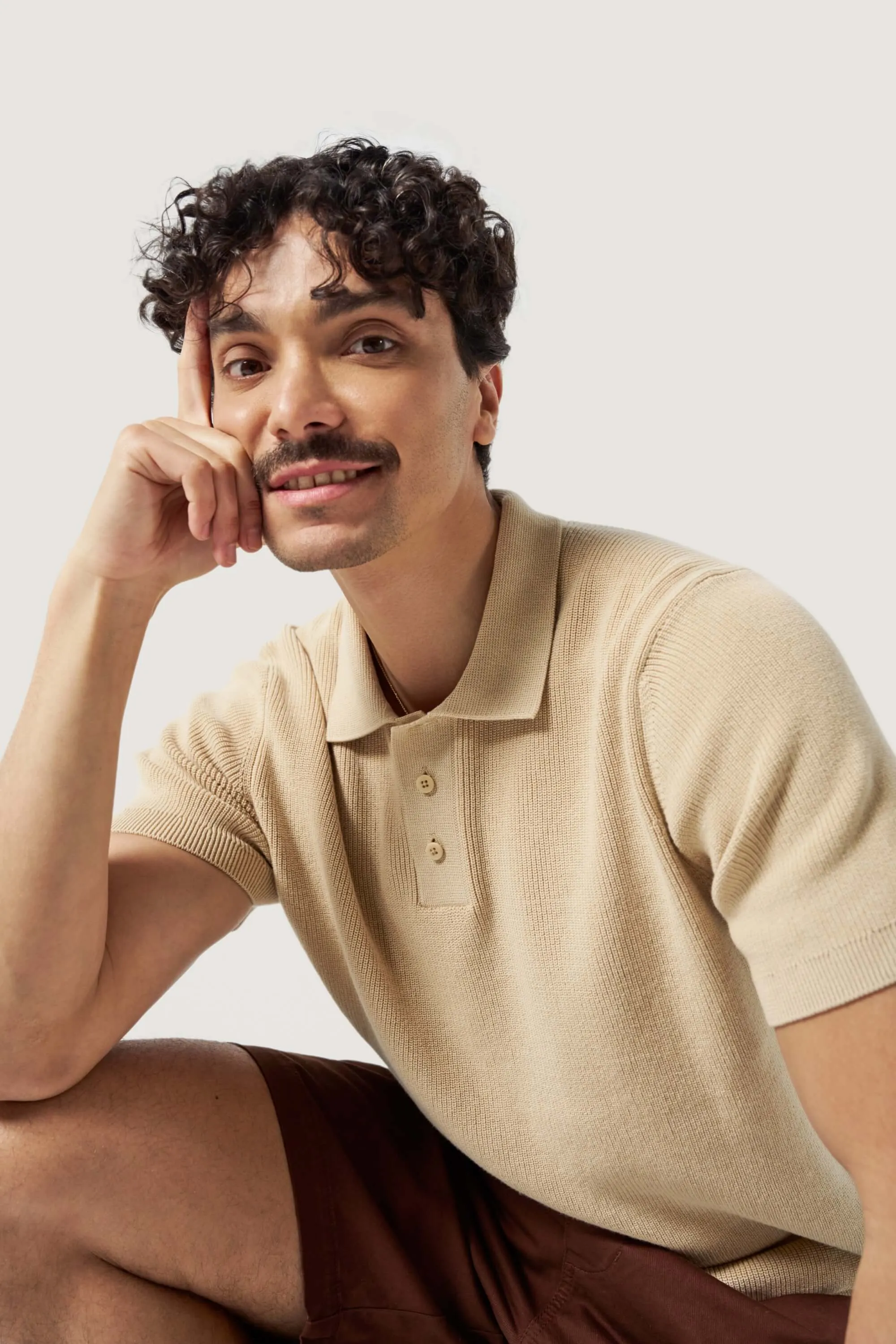 Le polo en maille - Beige