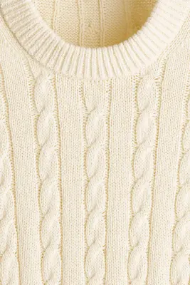 Pull Regular Fit en maille torsadée - Crème — photo 4
