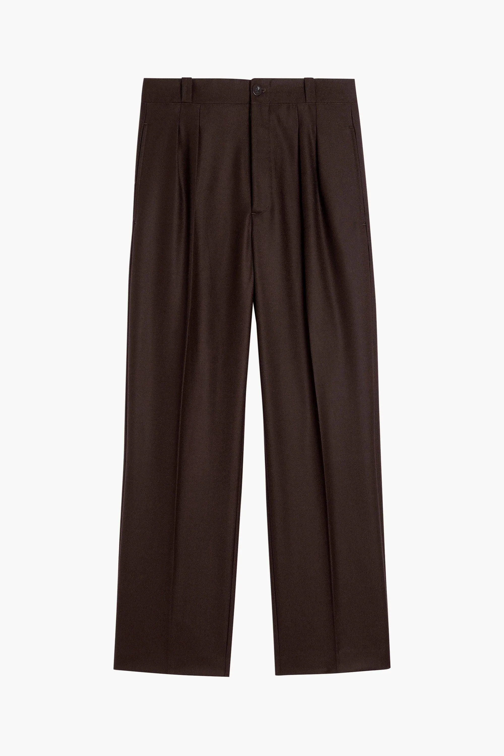 Pantalon French Military - Flanelle de laine Marron Foncé