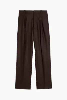 Pantalon French Military - Flanelle de laine Marron Foncé — photo 1