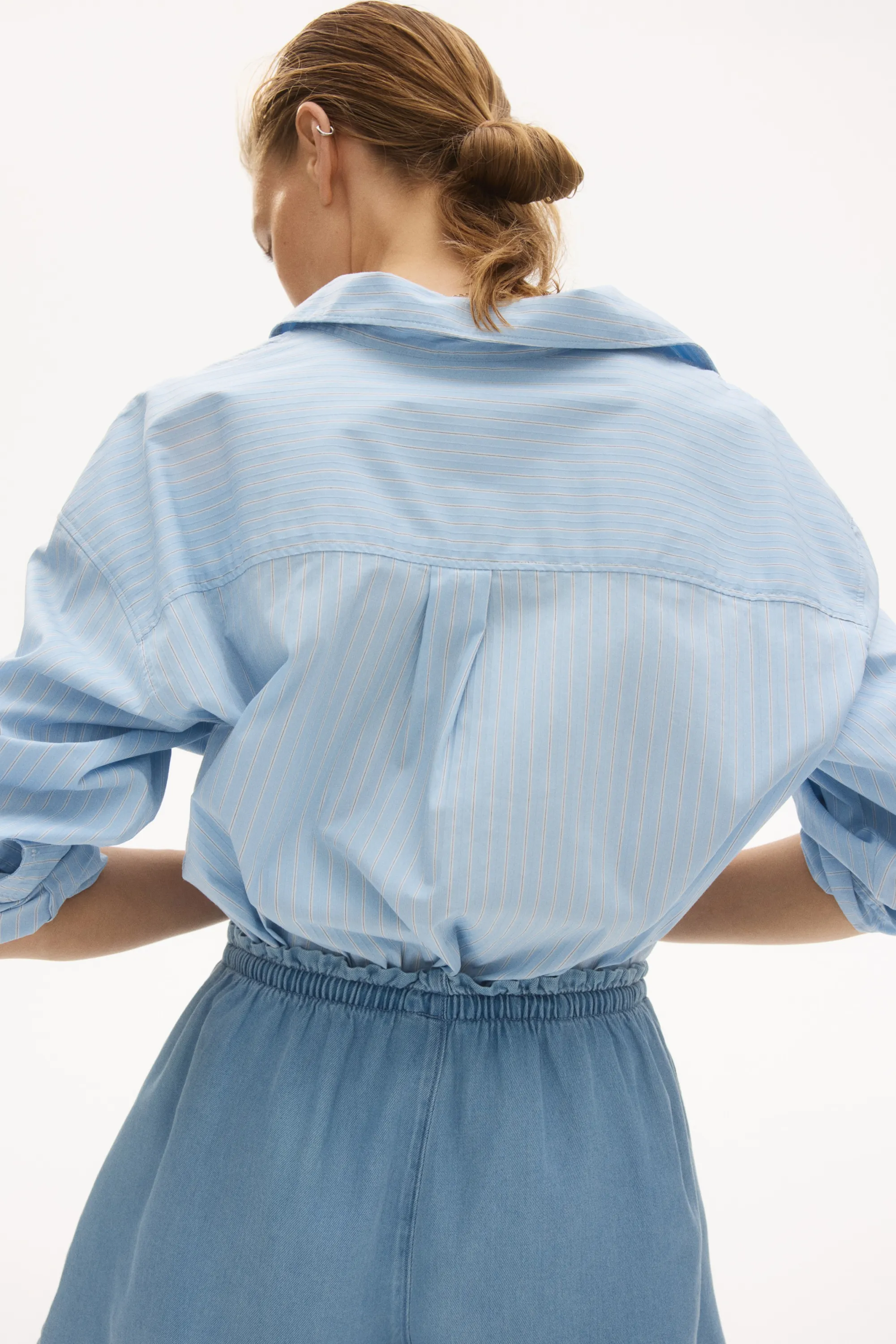 Short en denim avec cordon de serrage - Bleu denim clair