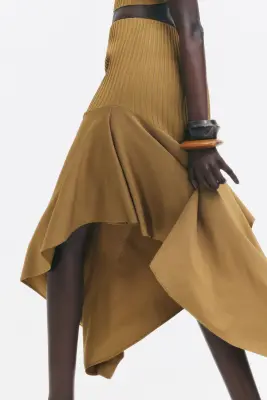 Jupe asymétrique en maille - Beige foncé — photo 2