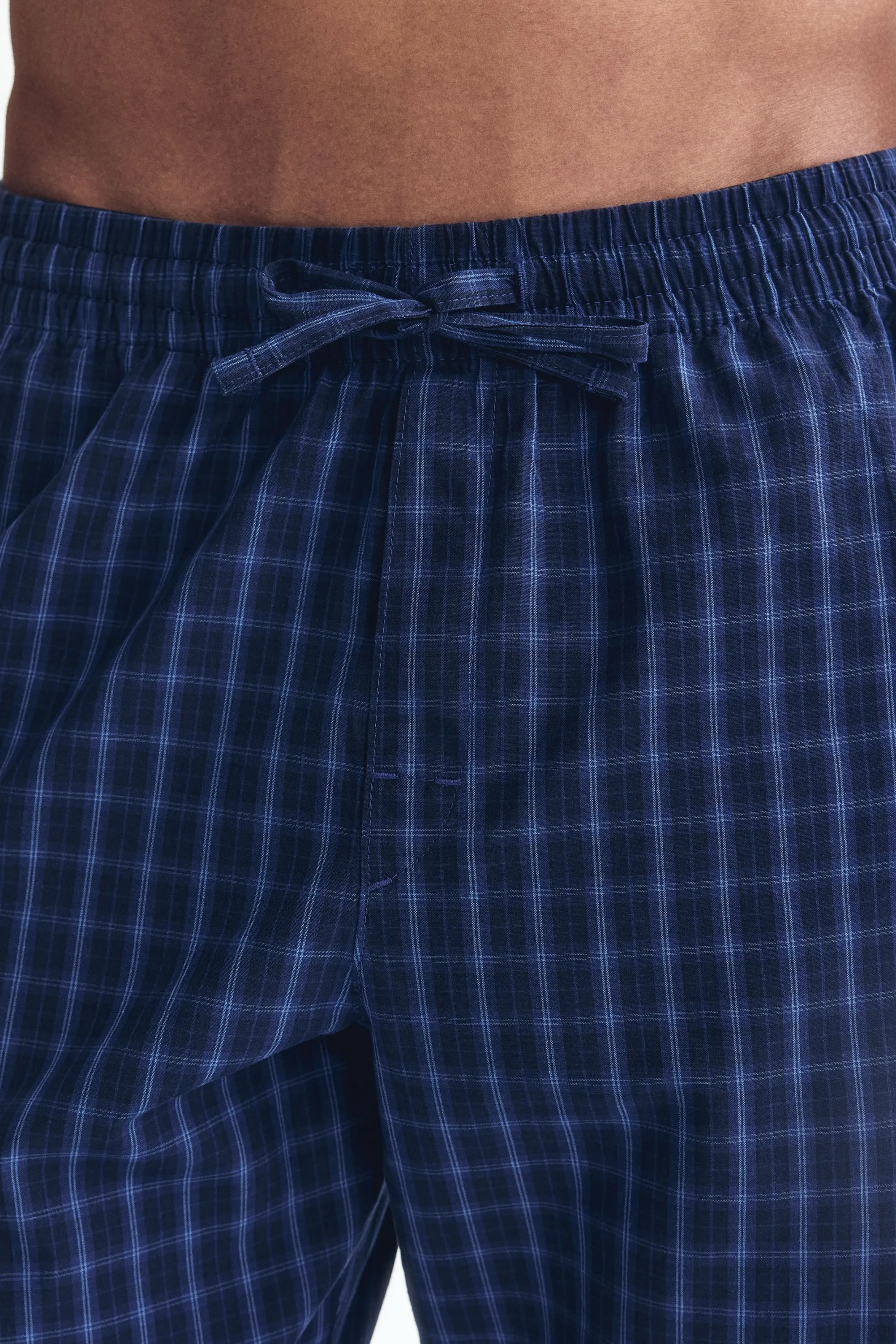 Pantalon Relaxed Fit en popeline - Bleu foncé/carreaux