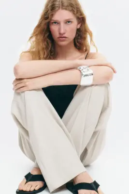 Pantalon chic à jambes larges - Beige clair — photo 2