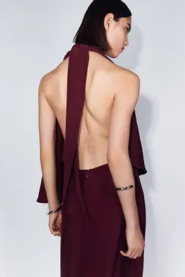 Robe caftan à manches cape - Bordeaux — photo 4