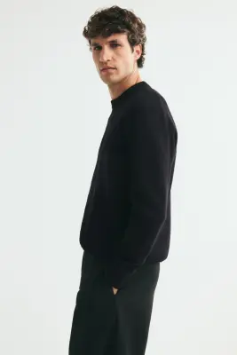 Pull Regular Fit à la finition brossée - Noir — photo 3