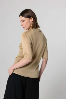 Polo en acetate, fibre métallisée et polyamide — photo 4