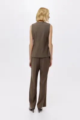 Pantalon droit avec plis - Brown — photo 2