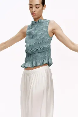 MAMA Top d'allaitement smocké - Turquoise ancien — photo 3