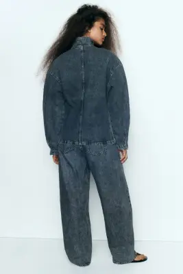 Chemise popover en denim - Bleu denim foncé — photo 3