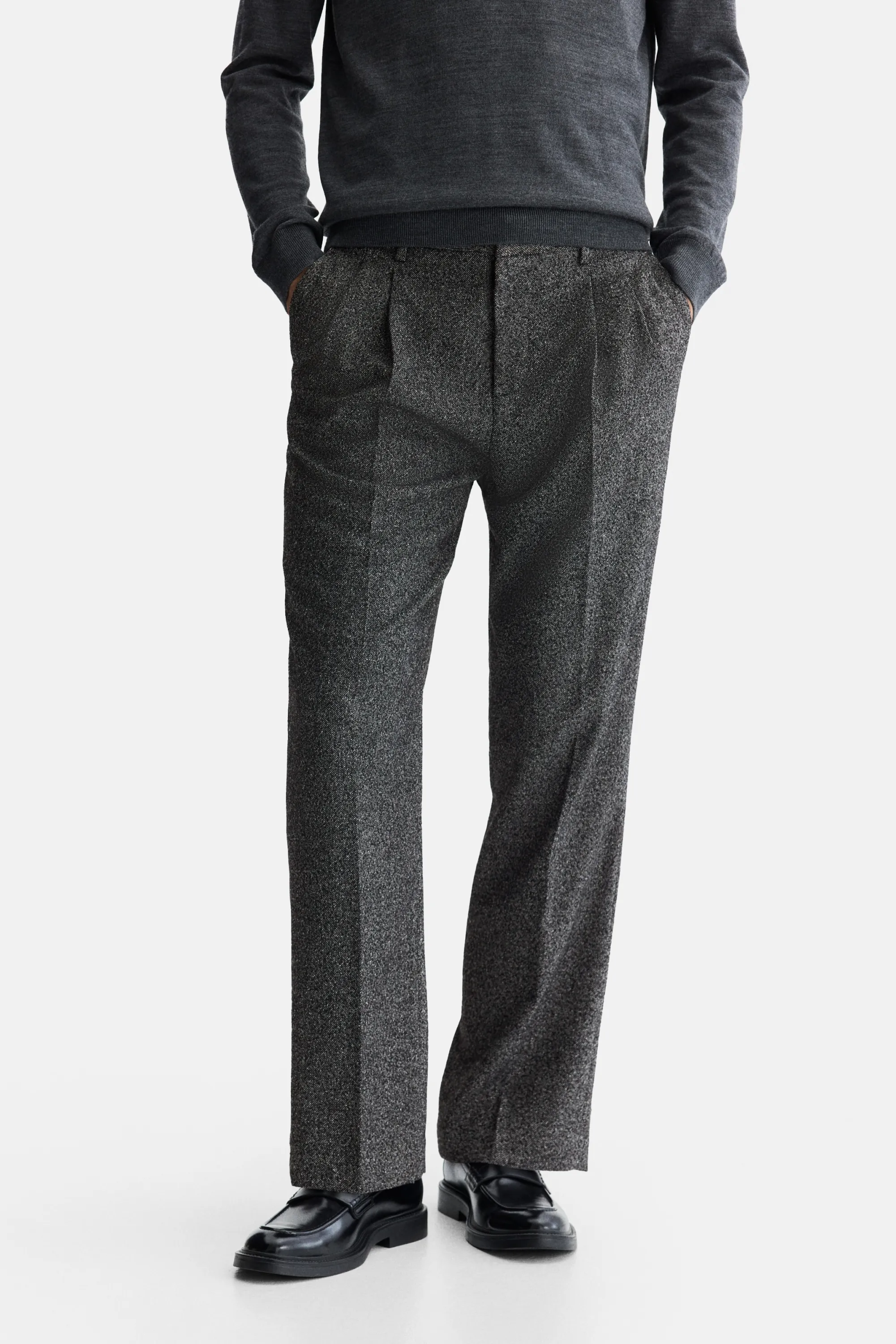 Pantalon chic Regular Fit - Gris foncé chiné