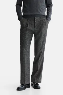 Pantalon chic Regular Fit - Gris foncé chiné — photo 1