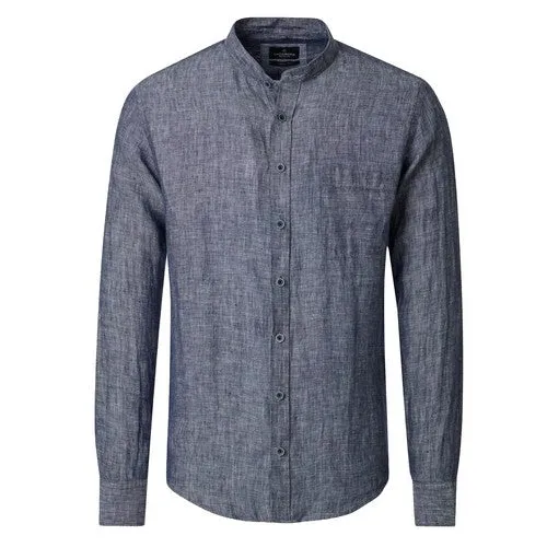 CASA MODA CHEMISE LIN COL MAO Marine chiné