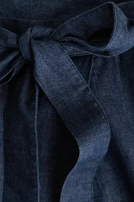 Pantalon en denim avec détail à nouer - Bleu denim foncé — photo 4