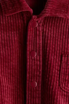 Chemise en velours de coton côtelé - Rouge — photo 5