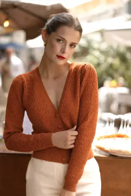 Clary Knit Cardigan - Golden brown — photo 4