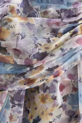 Top en mousseline avec détail à nouer - Violet ancien clair/fleuri — photo 4
