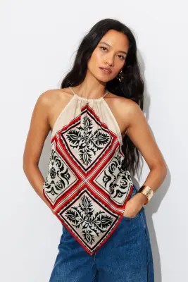 Top foulard en satin imprimé — photo 3