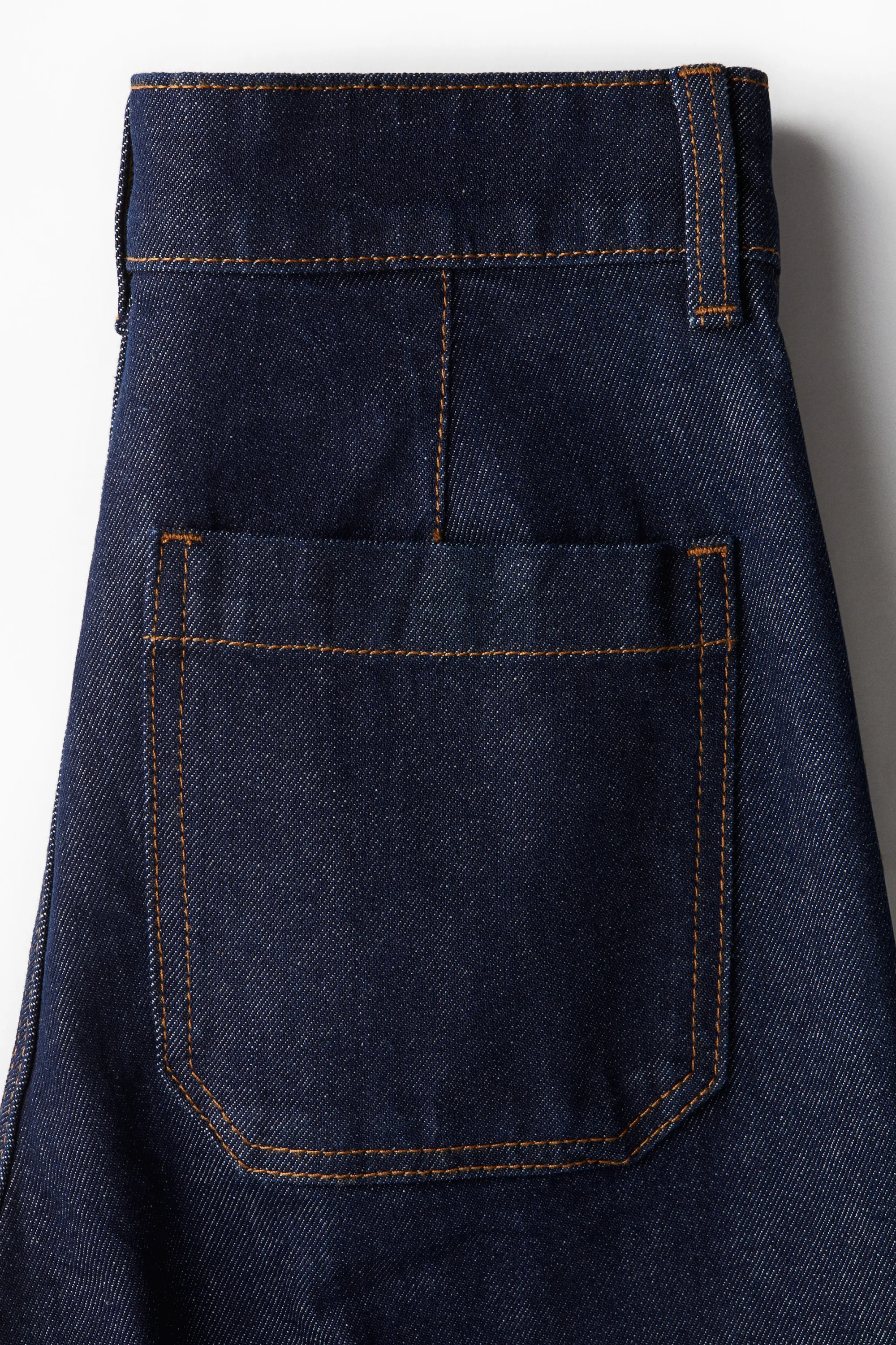 Wide High Ankle Jeans - Bleu denim foncé