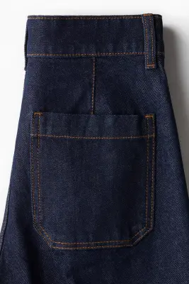 Wide High Ankle Jeans - Bleu denim foncé — photo 1