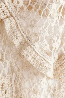 Robe façon crochet avec manches volantées - Crème — photo 5