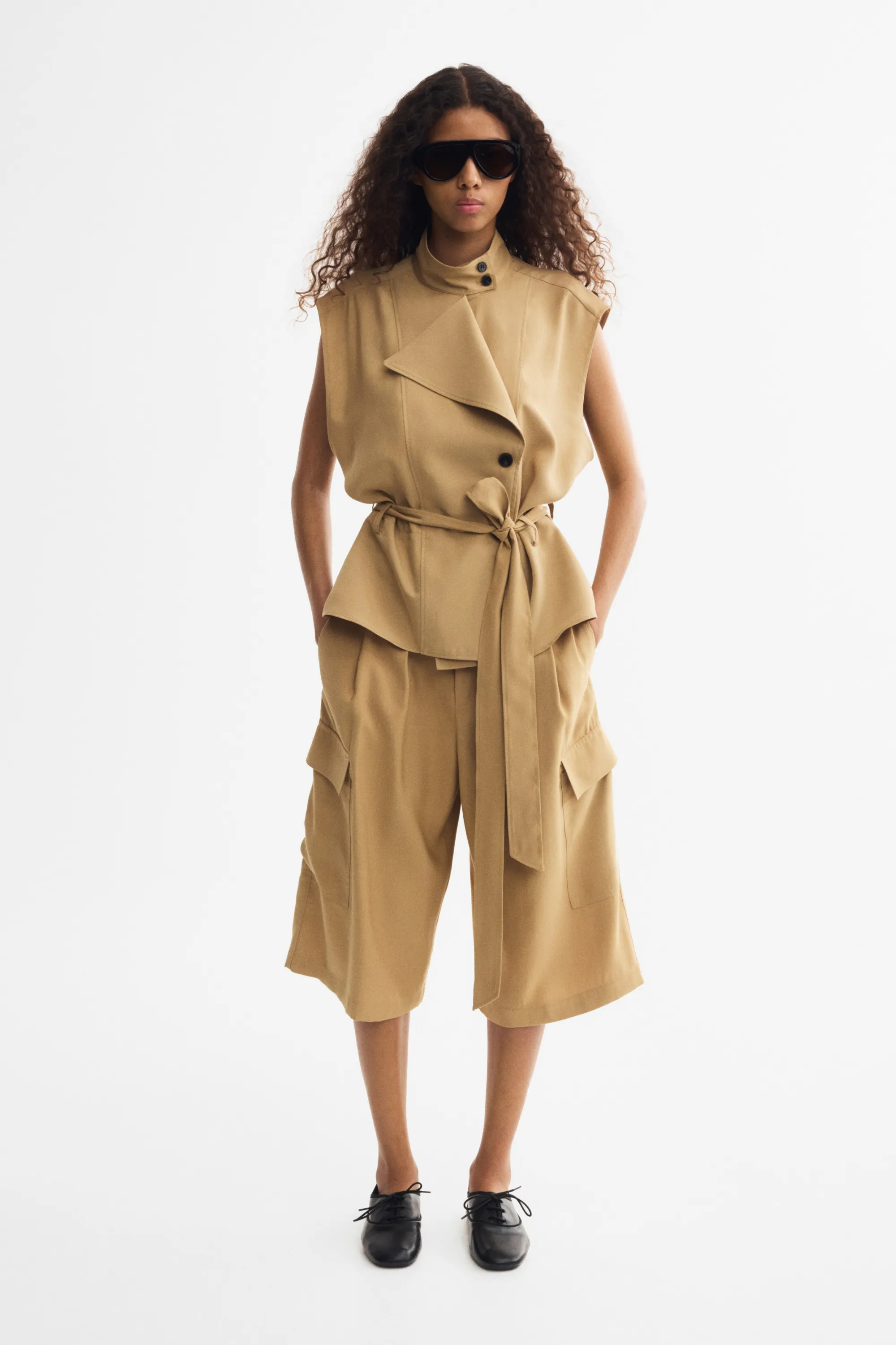 Veste sans manches façon trench - Beige foncé