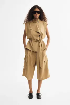 Veste sans manches façon trench - Beige foncé — photo 1