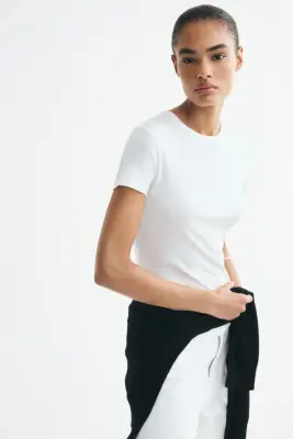 T-shirt en soie mélangée - Blanc — photo 2