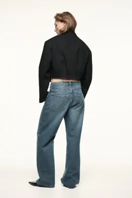 Wide High Waist Jeans - Bleu denim foncé — photo 3
