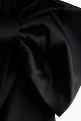 Jupe en satin avec nœud - Noir — photo 4