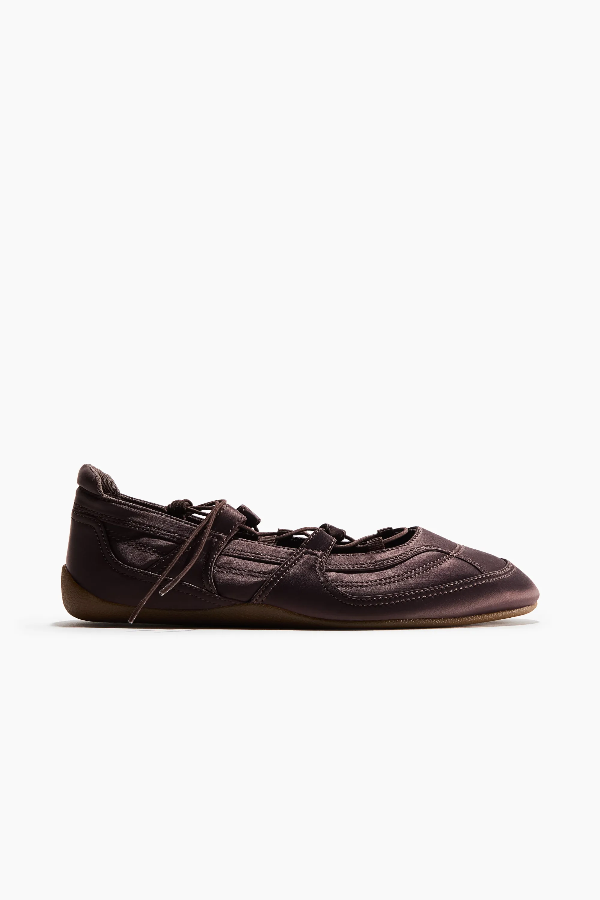Ballerines à lacets en satin - Violet ancien
