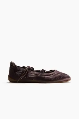 Ballerines à lacets en satin - Violet ancien — photo 1