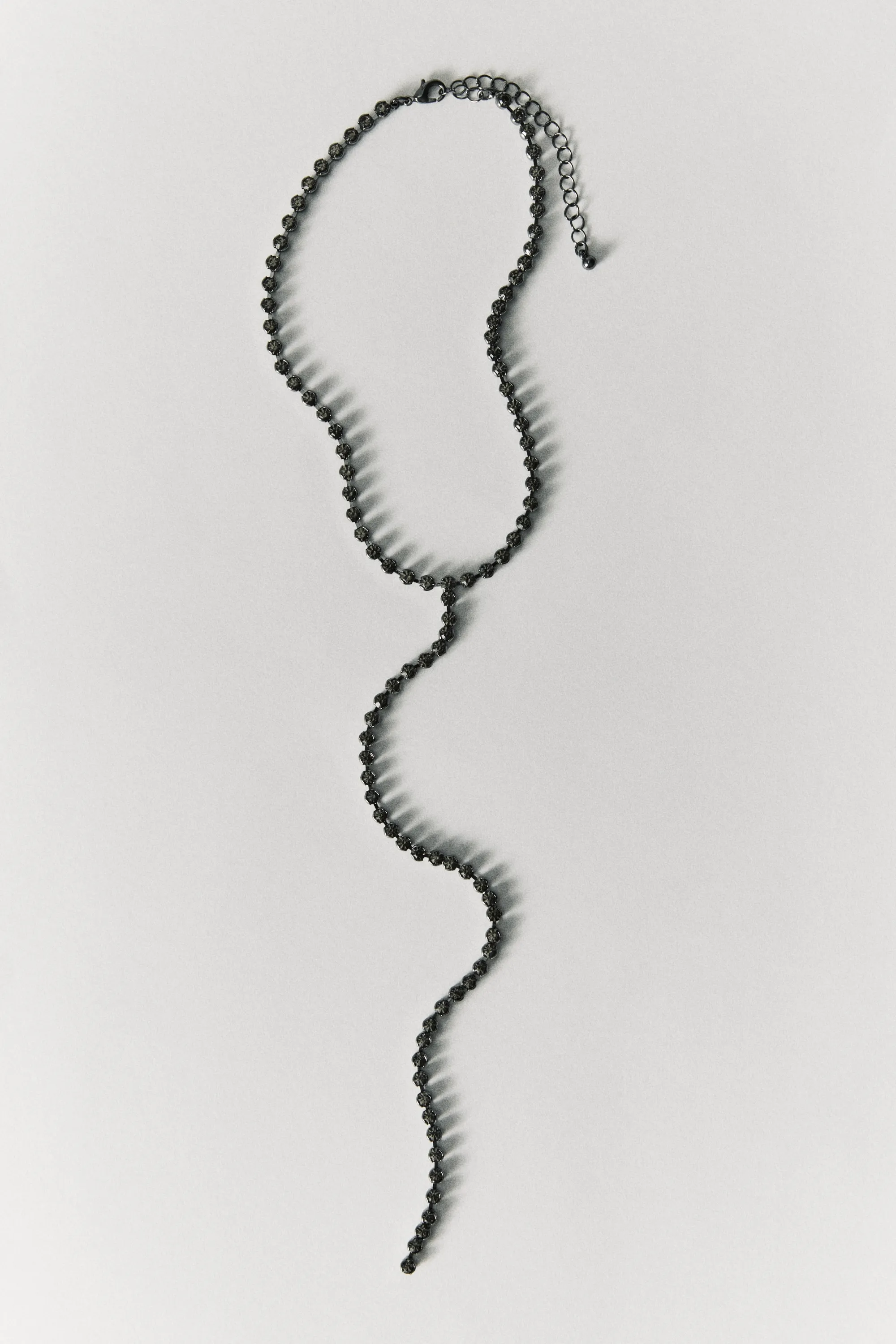 Collier Y avec strass - Argenté/marron foncé