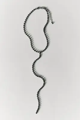 Collier Y avec strass - Argenté/marron foncé — photo 1