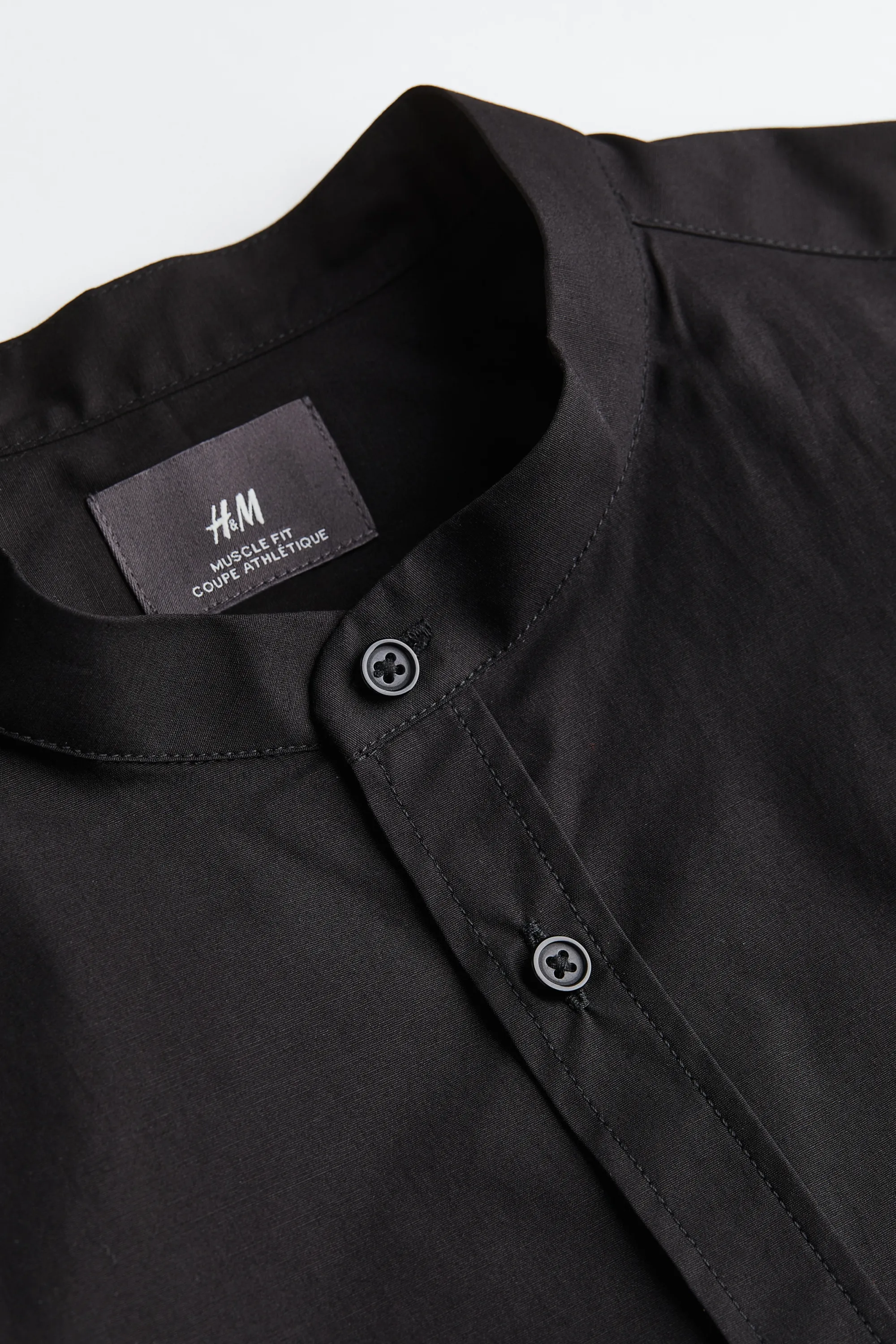 Chemise en coton Muscle Fit - Noir