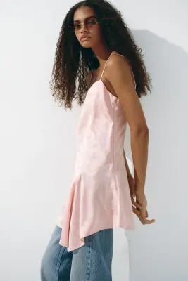 Robe à bretelles fines en satin - Rose clair — photo 2