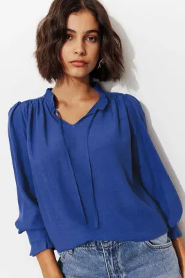 Blouse col frou-frou Femme — photo 5