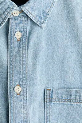 Chemise Relaxed Fit en denim - Bleu denim clair — photo 4