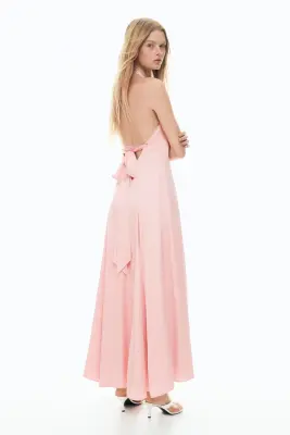 Robe en satin avec jupe évasée - Rose clair — photo 4