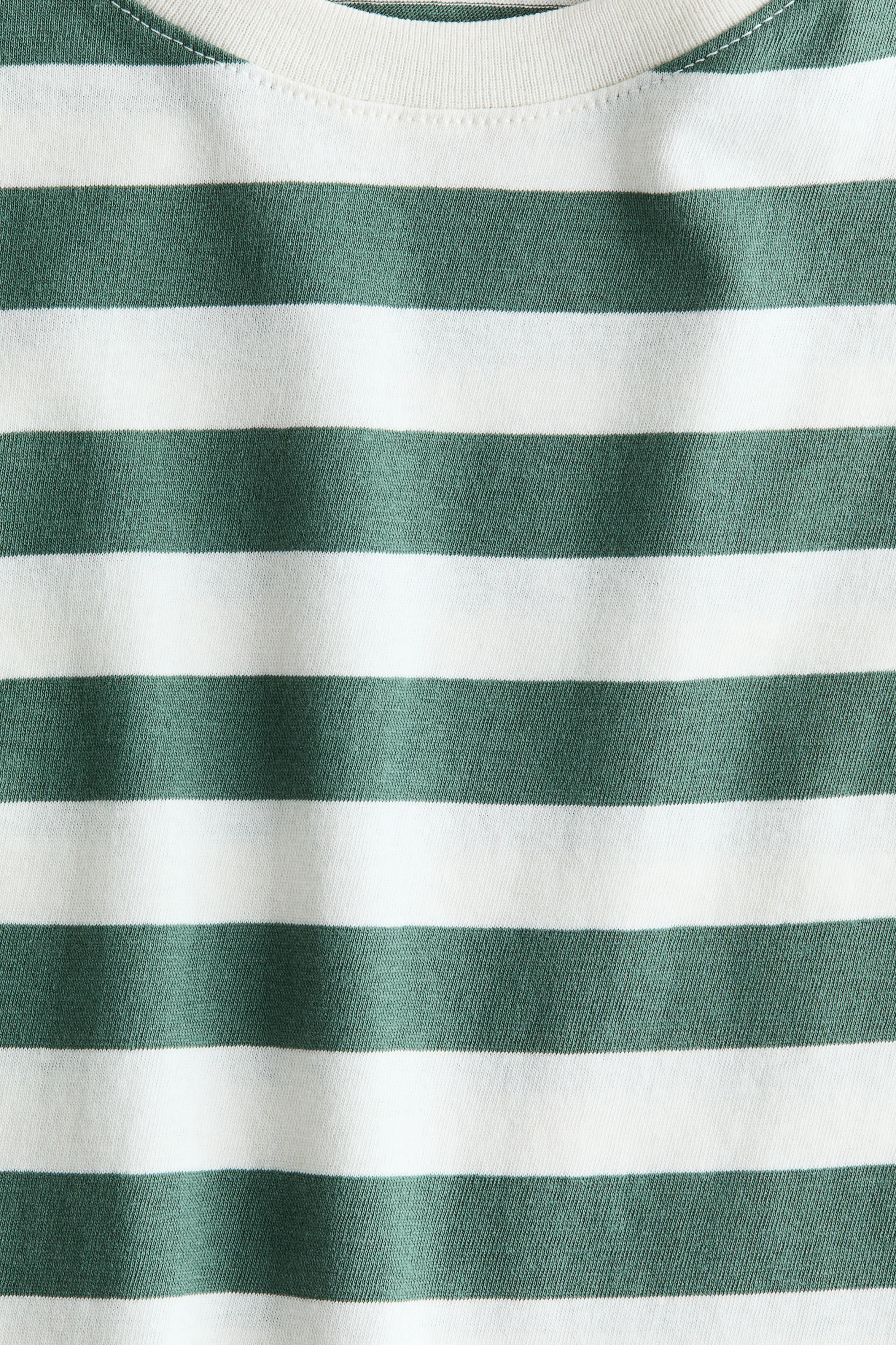 T-shirt en coton - Vert/rayures blanches