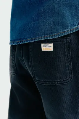 Pantalon en twill de coton - Bleu ancien — photo 2