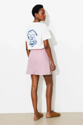 Mini-jupe en jean couleur — photo 4