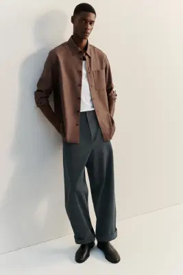 CHEMISE DÉCONTRACTÉE EN SERGÉ - ROUGE ARGILE — photo 5