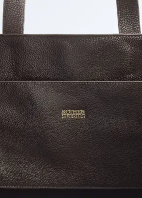 Tote bag en cuir - Brun foncé mat — photo 5