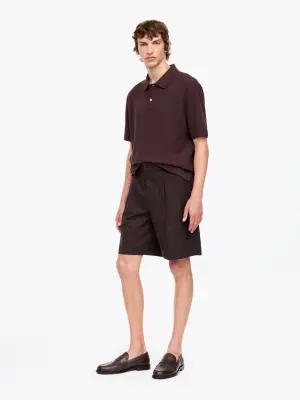 Polo en lin et coton - Marron — photo 2