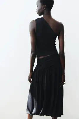 Top asymétrique à effet drapé - Noir — photo 2