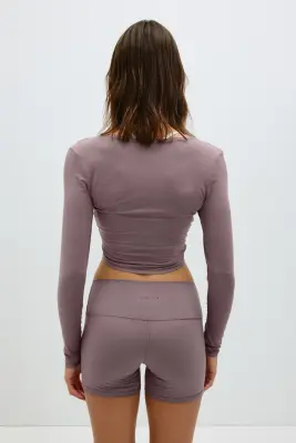 Crop top de yoga à manches longues - Mauve ancien — photo 3
