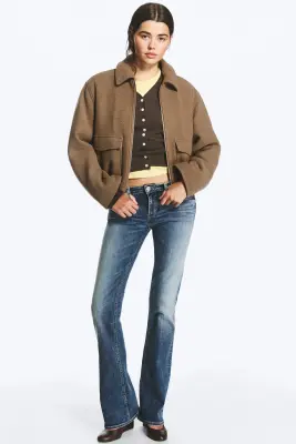 Veste zippée carrée courte - Marron doux — photo 1