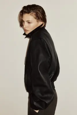 Veste en cuir - Noir — photo 3